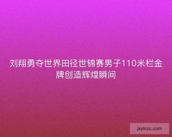 刘翔勇夺世界田径世锦赛男子110米栏金牌创造辉煌瞬间