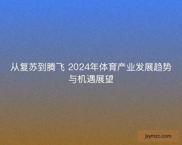 从复苏到腾飞 2024年体育产业发展趋势与机遇展望
