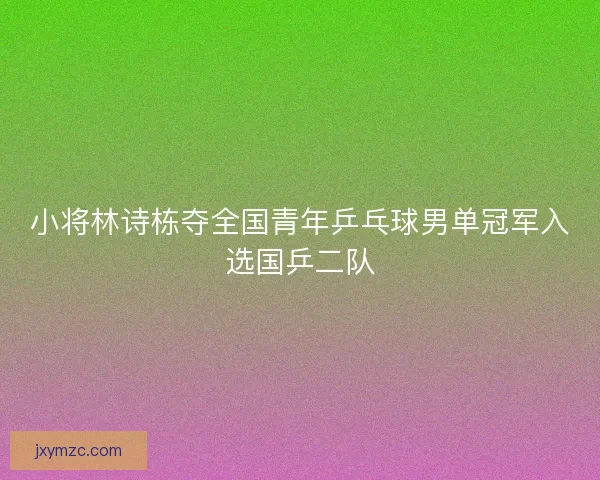 小将林诗栋夺全国青年乒乓球男单冠军入选国乒二队 小将林诗栋夺全国青年乒乓球男单冠军入选国乒二队