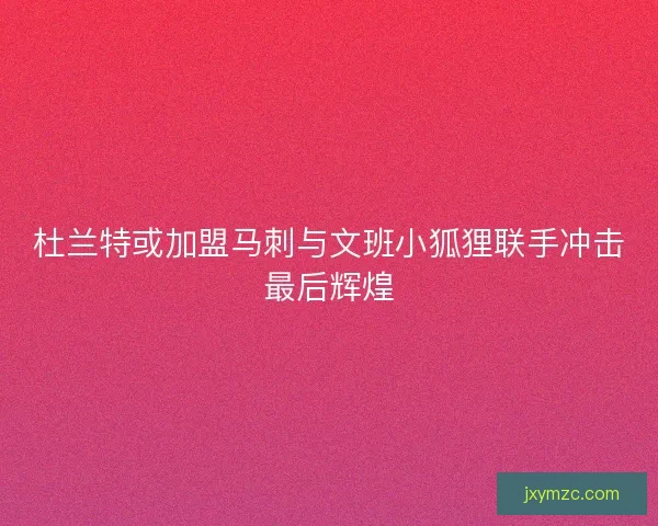 杜兰特或加盟马刺与文班小狐狸联手冲击最后辉煌 杜兰特或加盟马刺与文班小狐狸联手冲击最后辉煌